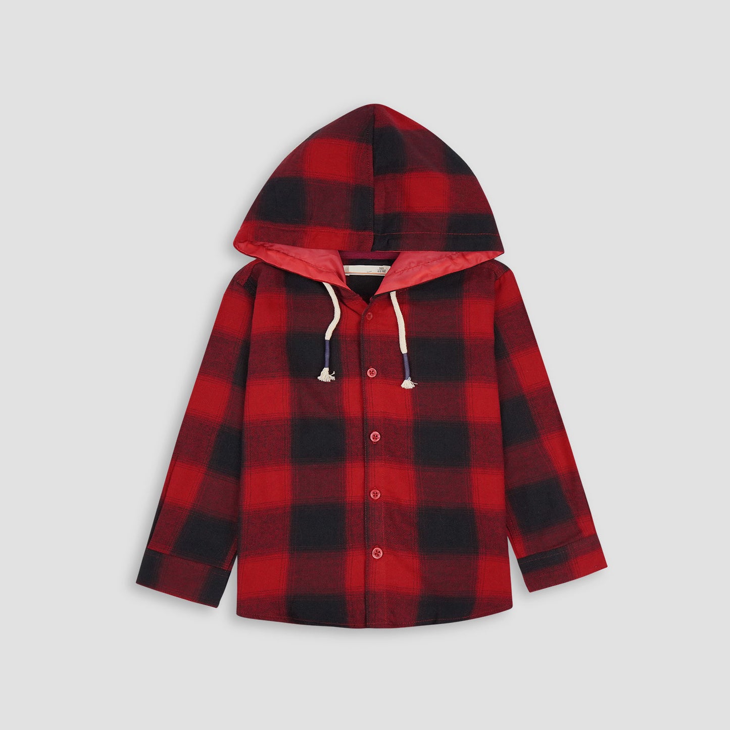 Checkered Maroon Flalen Hoodied Shirt - Maa Sadqay