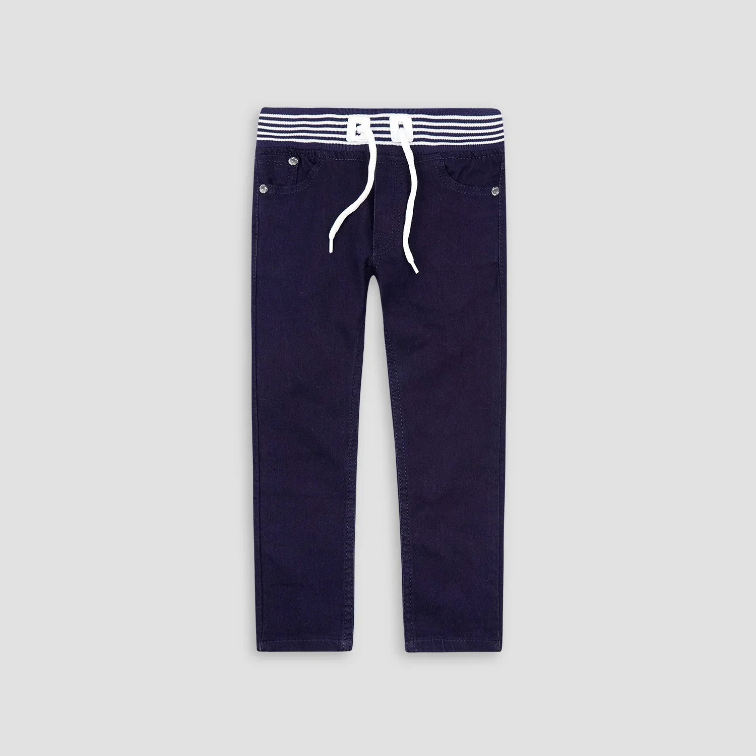 Cotton Jeans WIth Rib-Navy - Maa Sadqay