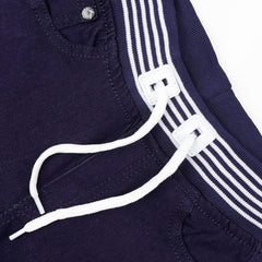 Cotton Jeans WIth Rib-Navy - Maa Sadqay