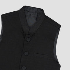 Boys Waistcoat -Textured Black -WC26 - Maa Sadqay