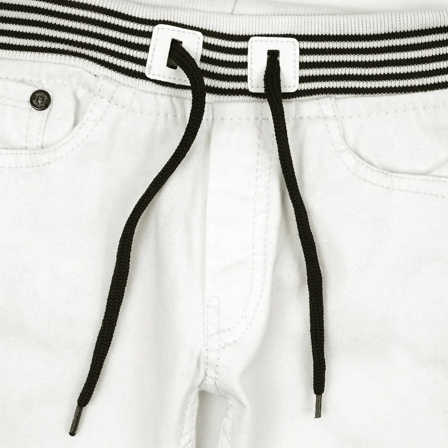 Cotton Jeans WIth Rib-White - Maa Sadqay