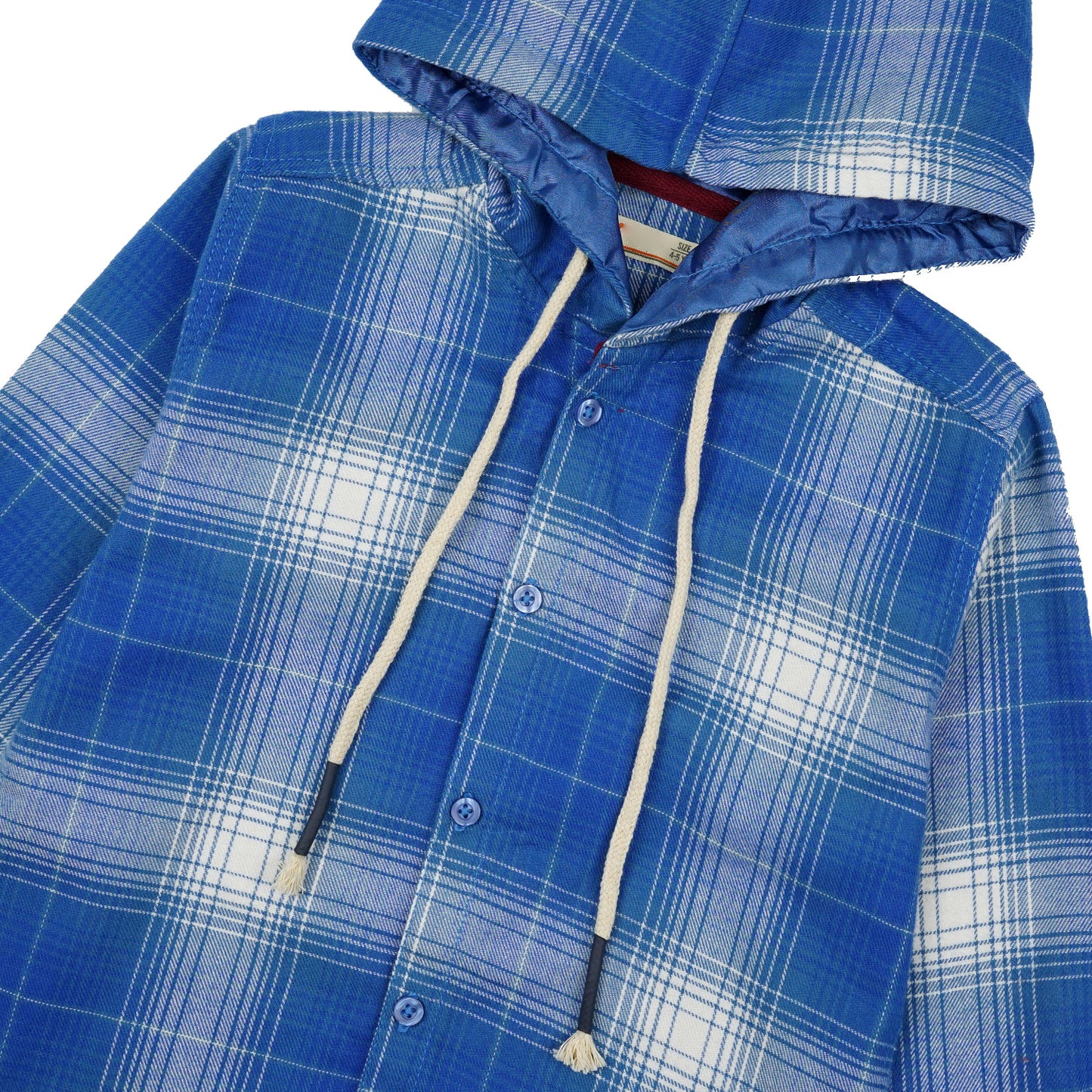 Checkered Blue Flalen Hoodied Shirt - Maa Sadqay