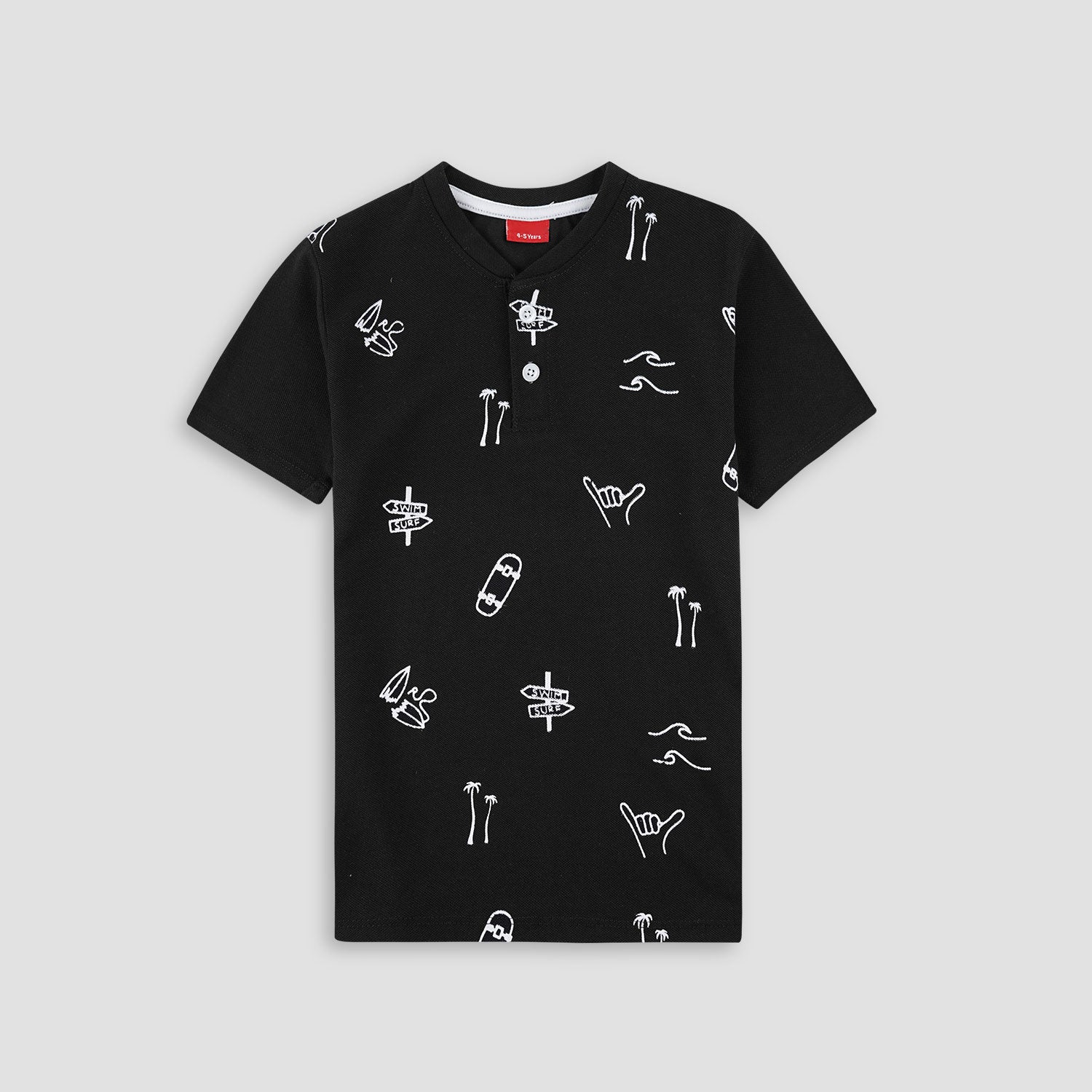 Surfing Joy Henley Polo Shirt -HP018 - Maa Sadqay