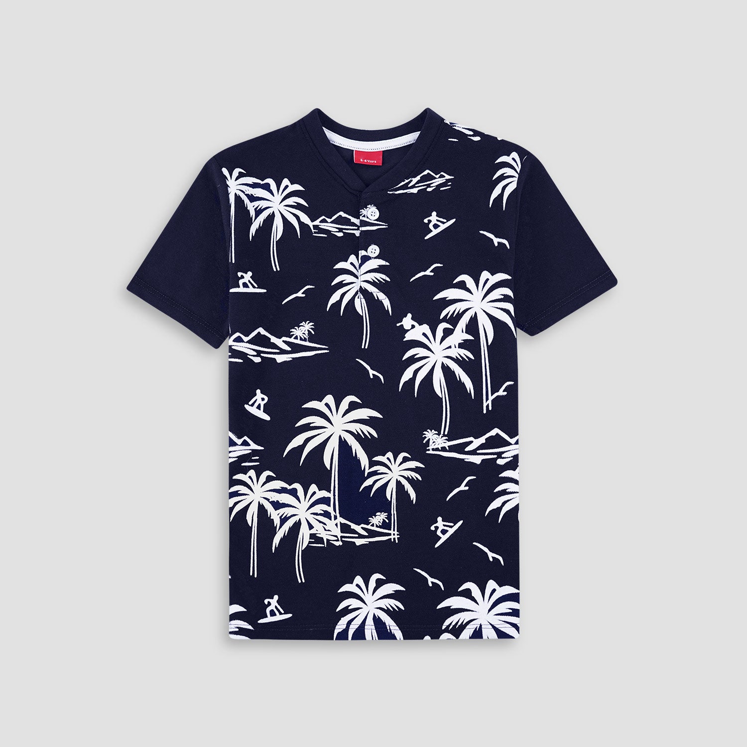 Palm Tree Henley Polo Shirt -HP012 - Maa Sadqay
