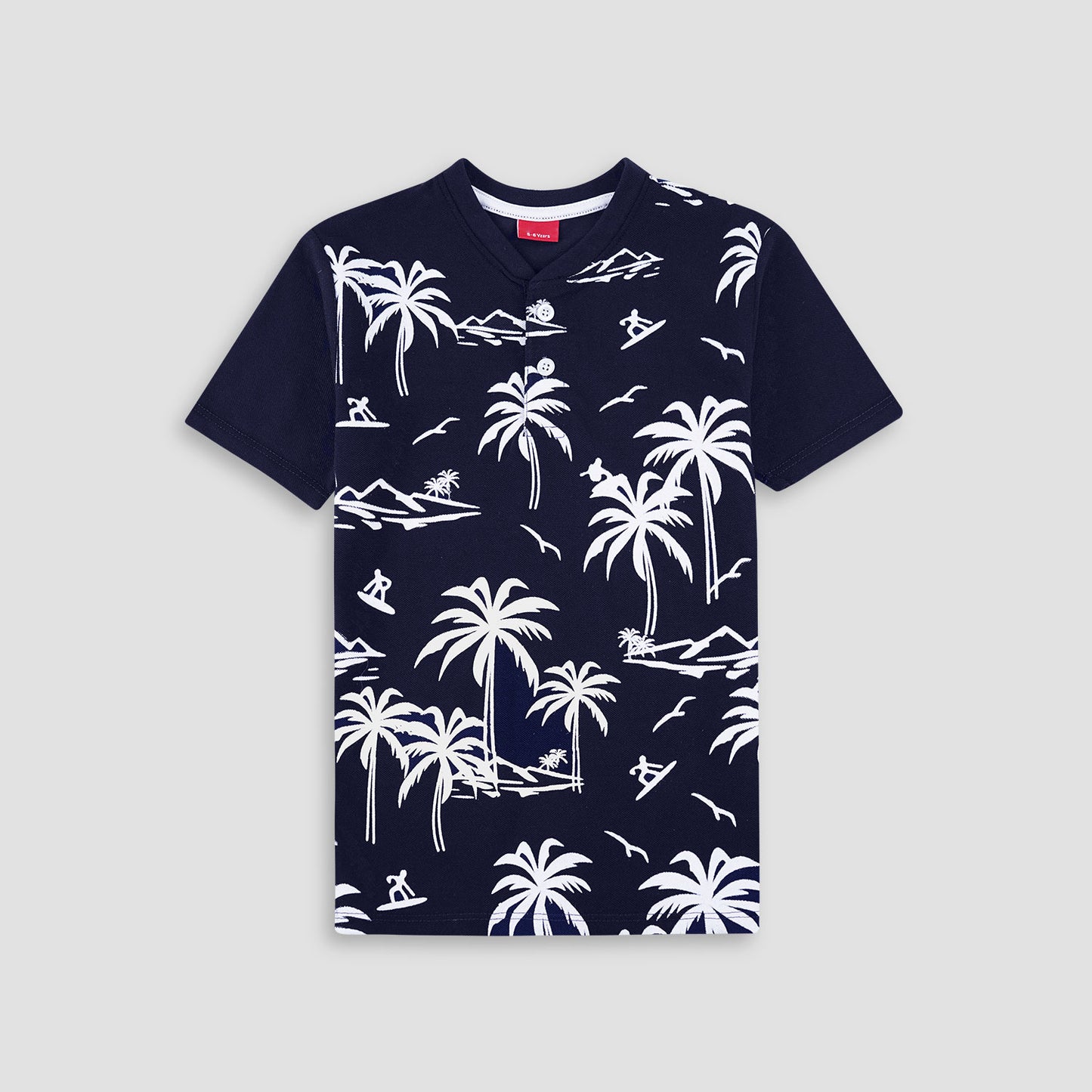 Palm Tree Henley Polo Shirt -HP012 - Maa Sadqay