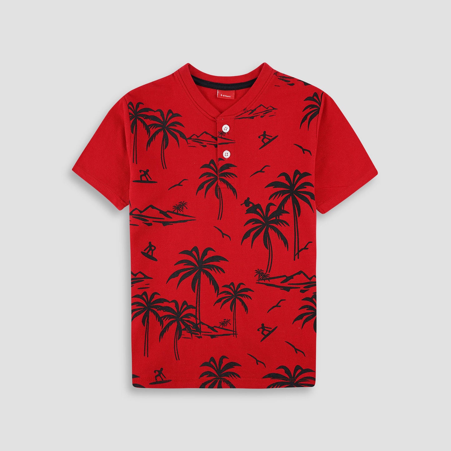 Palm Tree Henley Polo Shirt -HP013 - Maa Sadqay
