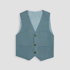Boys Waistcoat V-Neck Royal Soft Blue -WC17 - Maa Sadqay