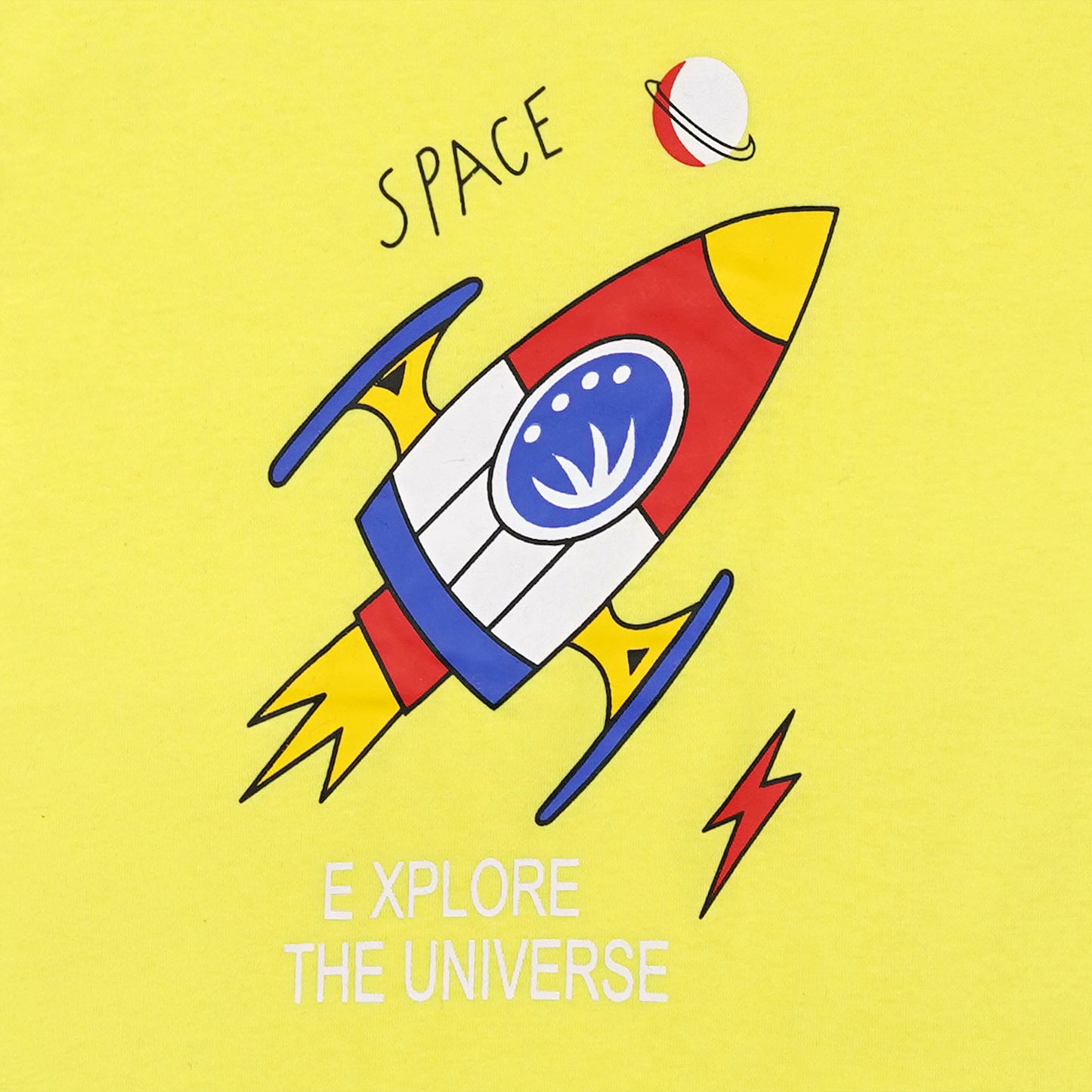 Kids Cotton T-Shirt & Shorts Set |Space -Yellow -CS1121