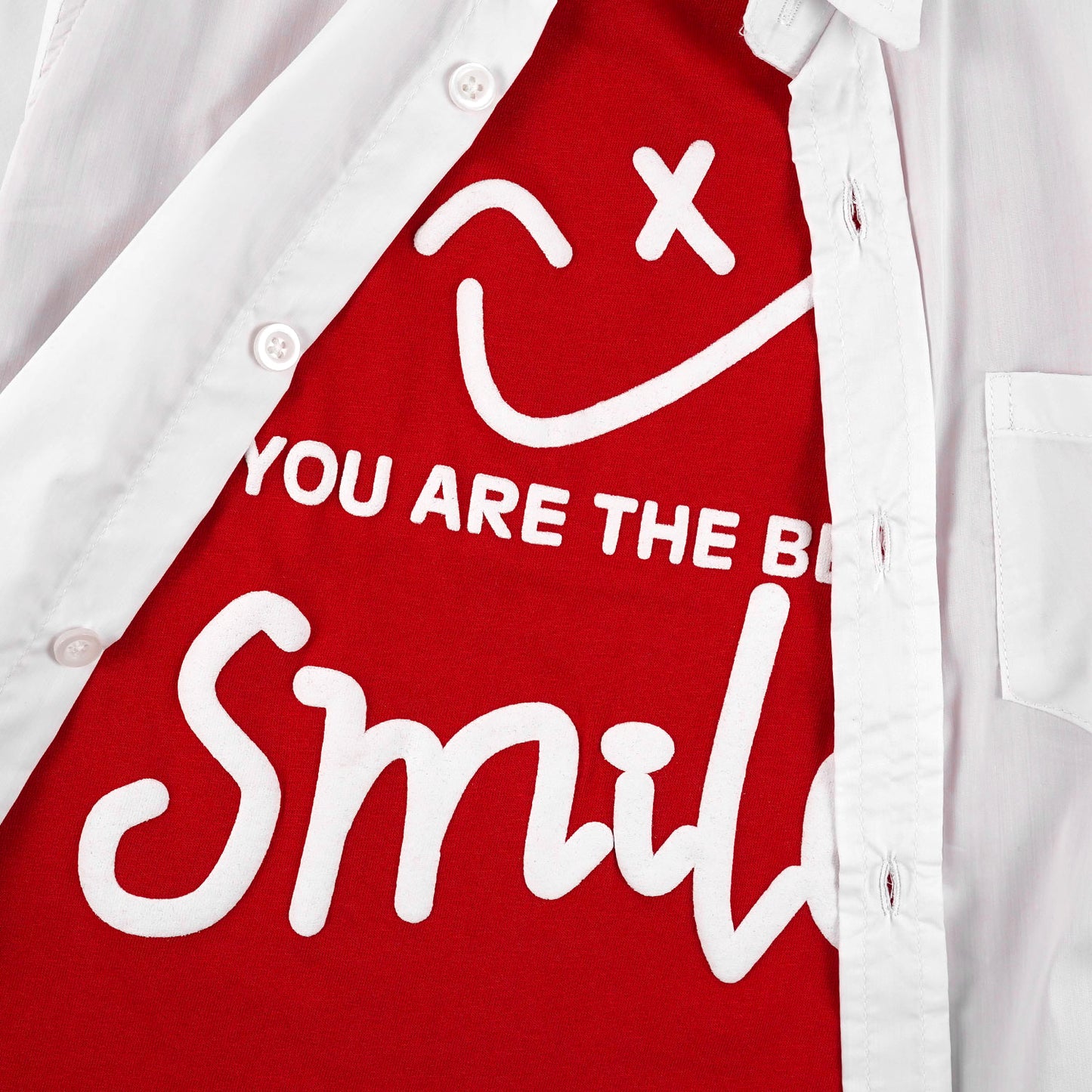 White Double Shirt - Smile -DS110 - Maa Sadqay