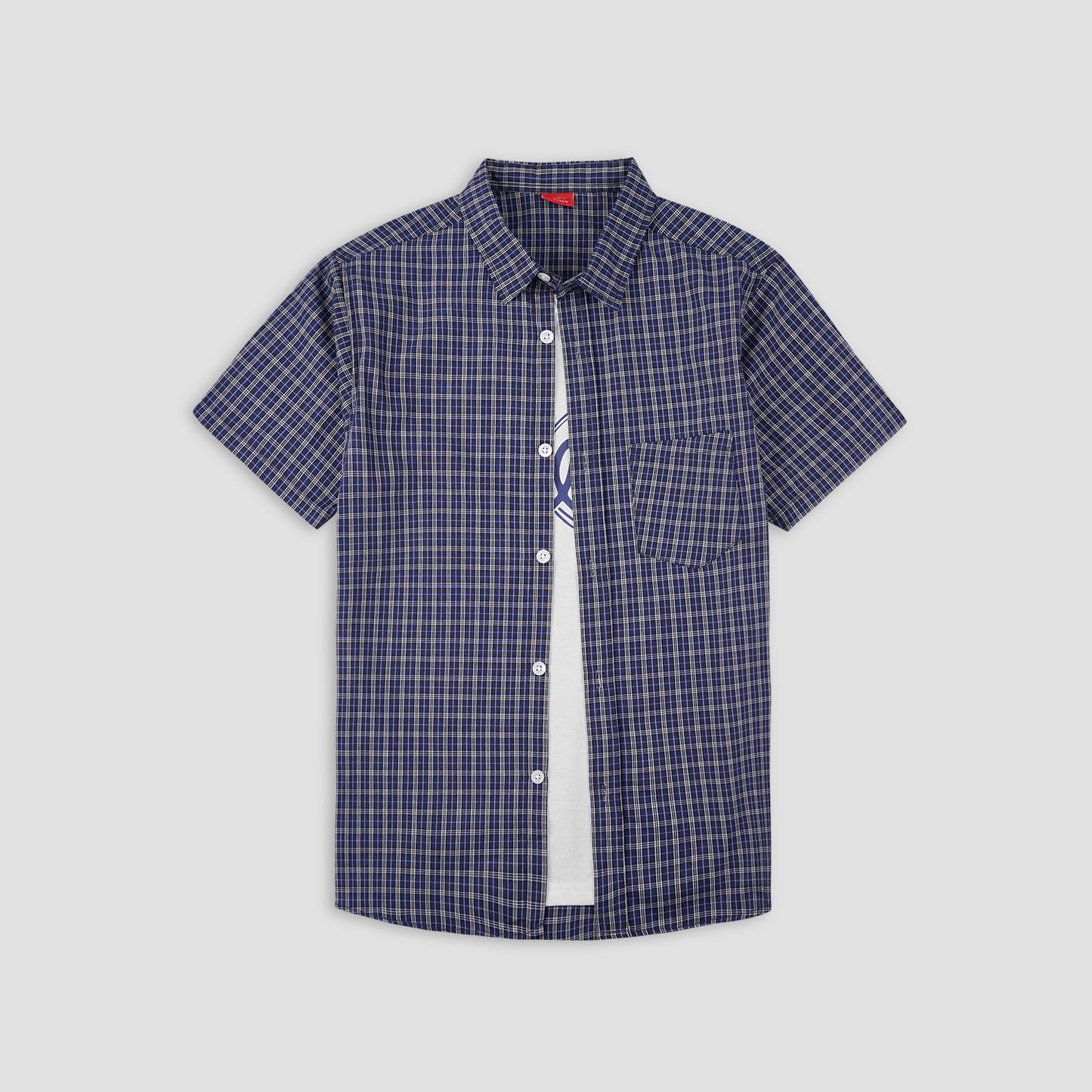 Navy Check Double Shirt - Smile -DS107 - Maa Sadqay