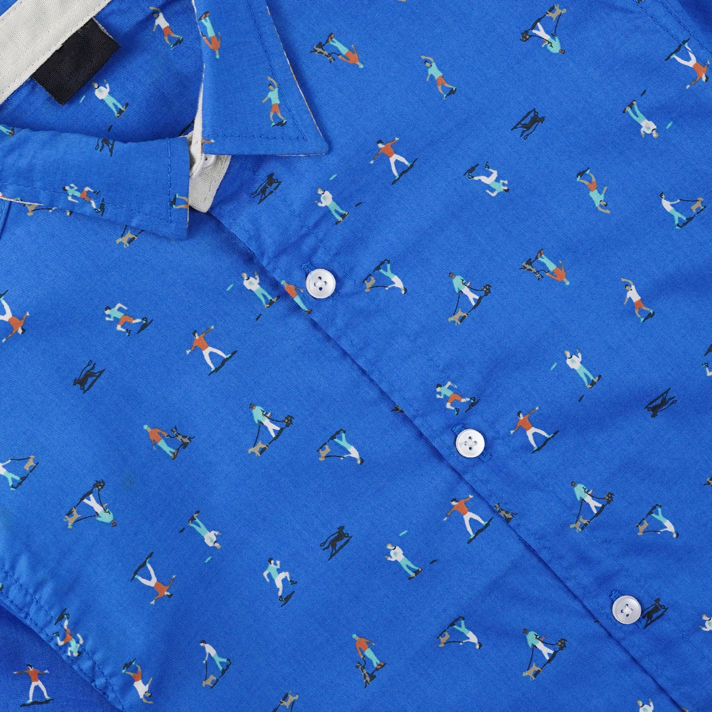 Playful Printed Royal Blue Casual Shirt -BCS01 - Maa Sadqay