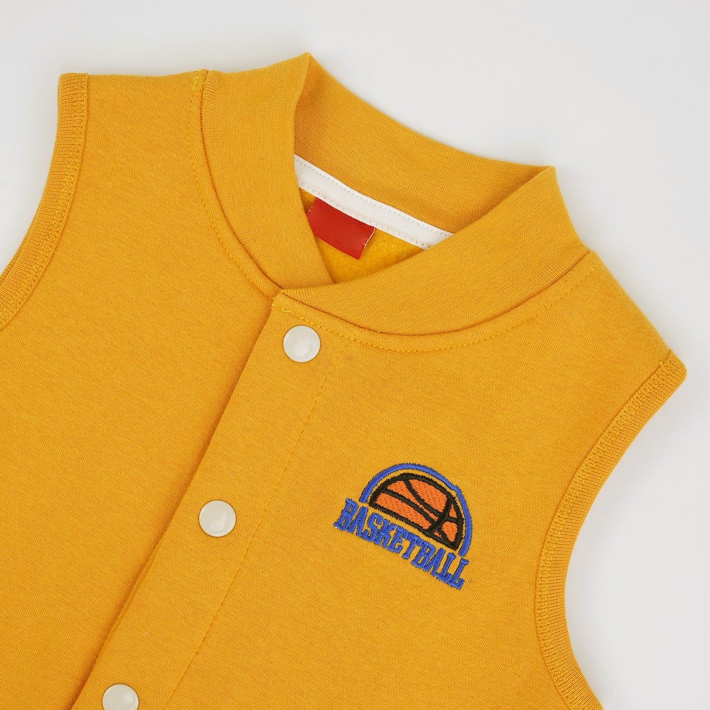 Sleeveless Baseball Fleece Jacket-Yellow - Maa Sadqay