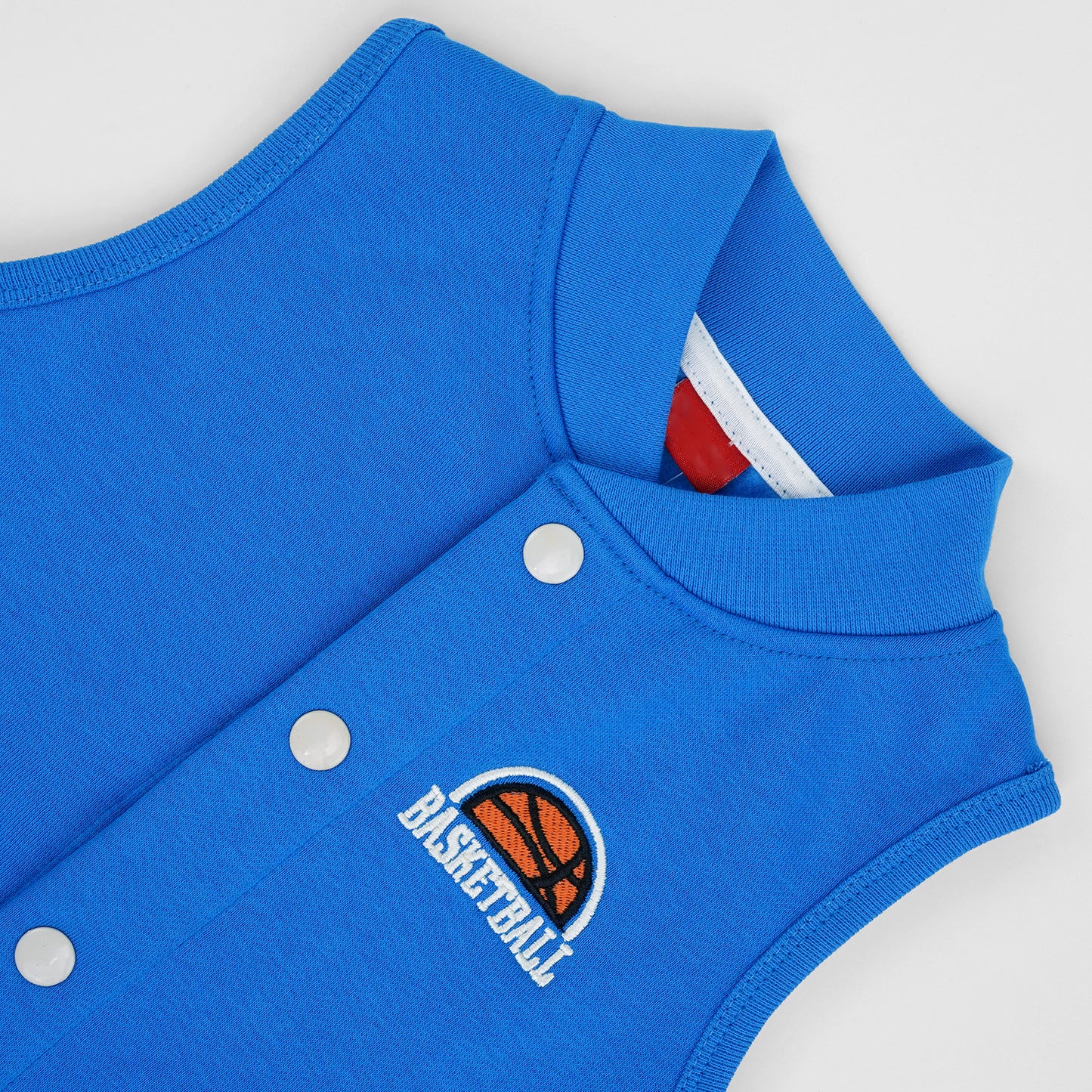Sleeveless Baseball Fleece Jacket-Blue - Maa Sadqay