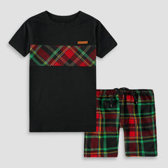 Patchy Black: Shirt & Short Set -SN014 - Maa Sadqay