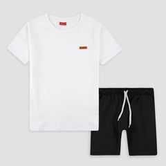 Basic White & Black: Shirt & Short Set -SN001 - Maa Sadqay