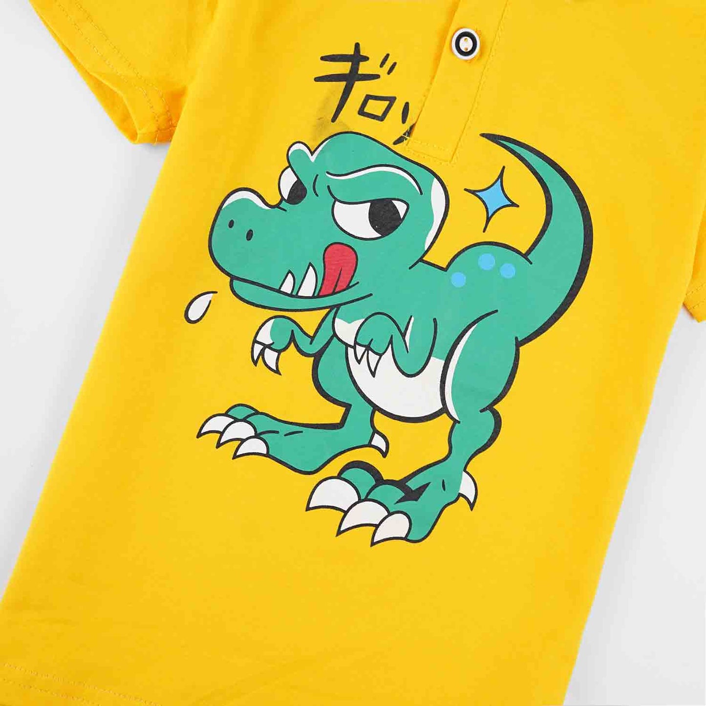Polo Shirt & Shorts Set |Yellow Naughty Dino -PD107