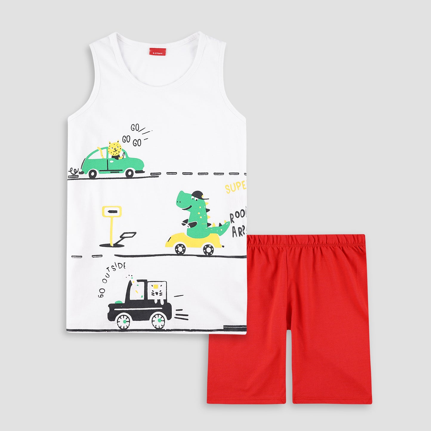 Dino Ride Sando Suit-White -SS04 - Maa Sadqay