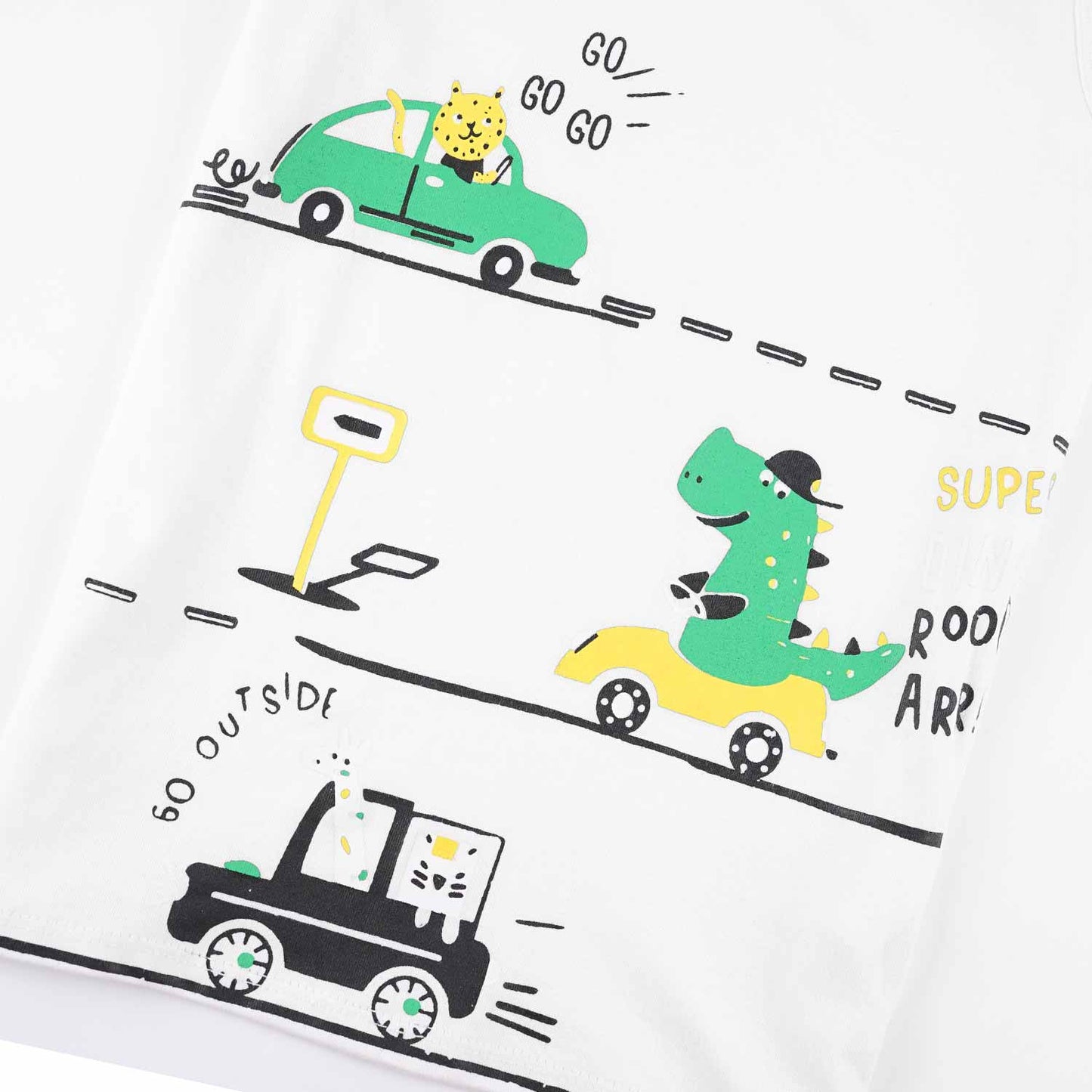Dino Ride Sando Suit-White -SS04 - Maa Sadqay