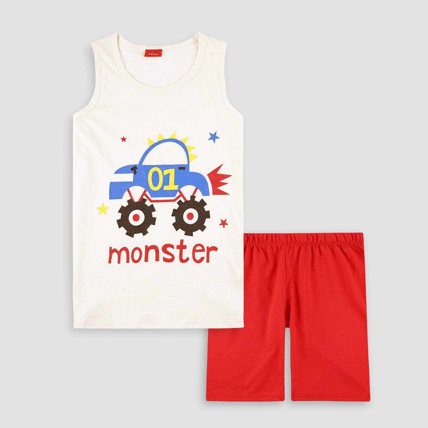 Monster Truck Sando Suit-Red&White -SS07 - Maa Sadqay