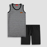 Striped Sando Suit-Black&Grey -SS09 - Maa Sadqay