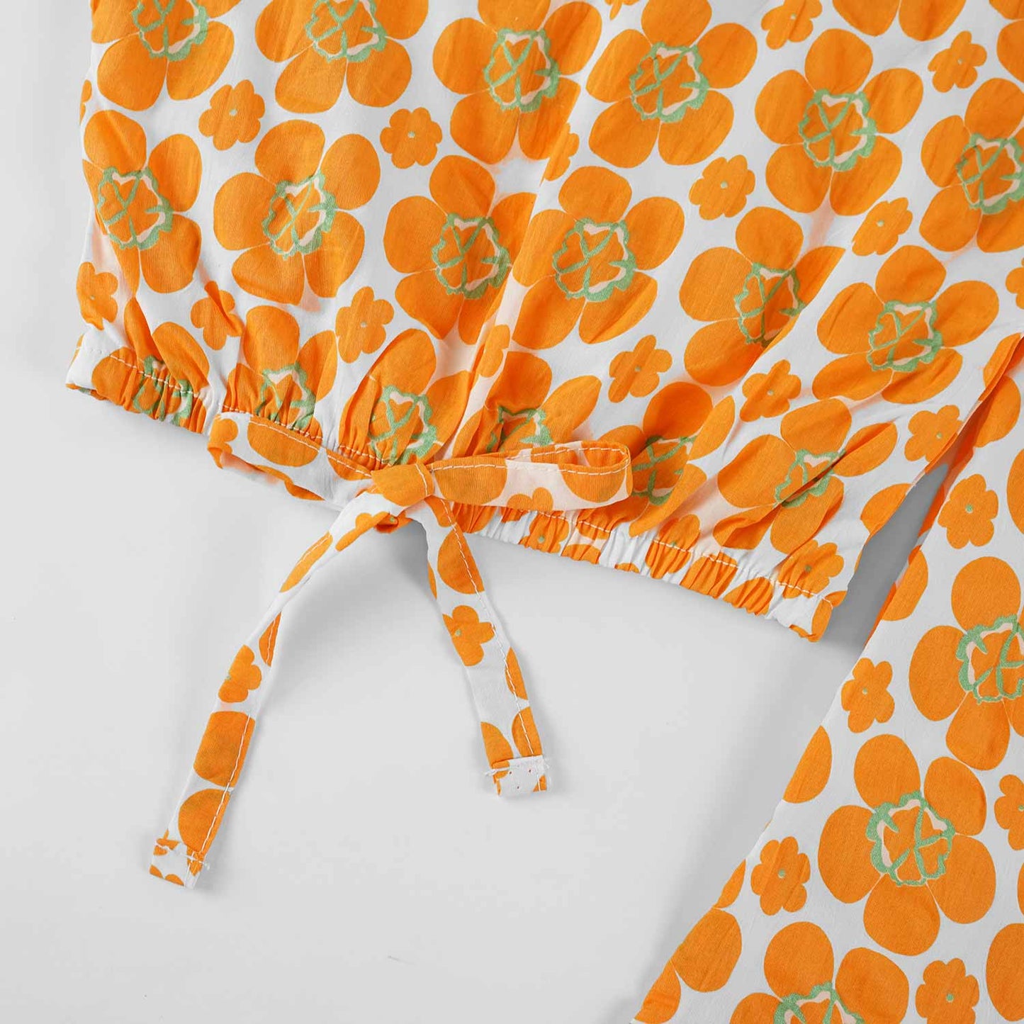 Polka Orange -Crop-top with Bell Bottom -CT118 - Maa Sadqay