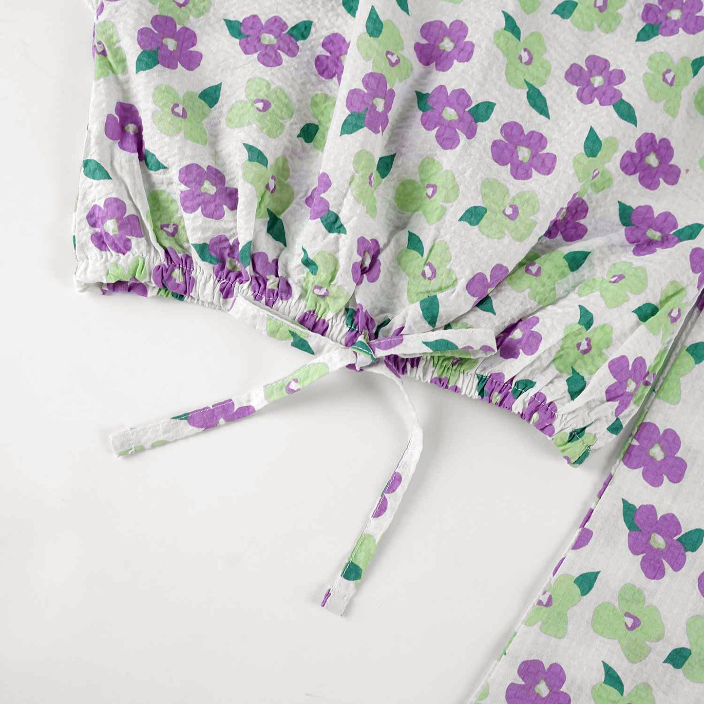 Polka Purple flowers -Crop-top with Bell Bottom -CT119 - Maa Sadqay