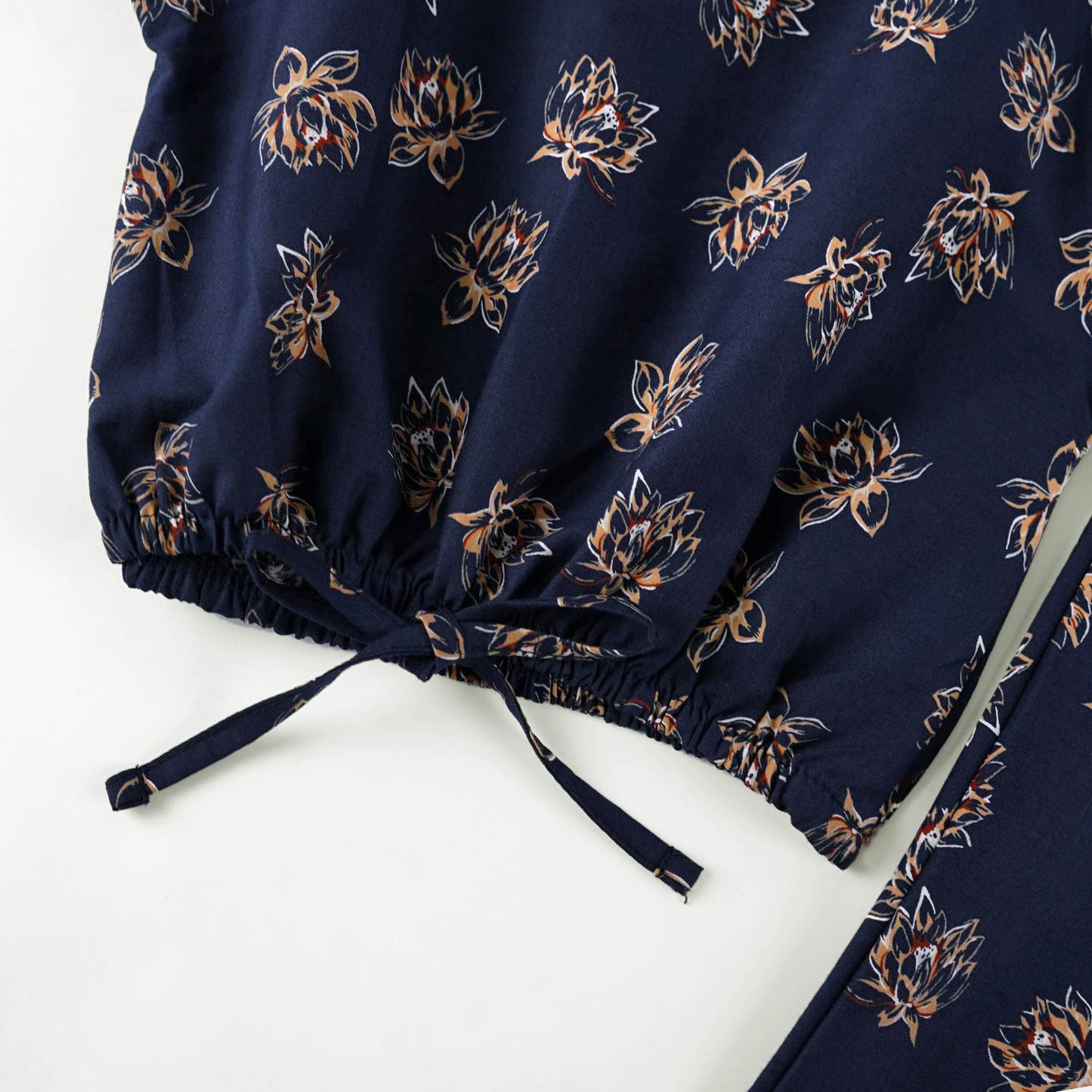 Navy Printed -Crop-top with Bell Bottom- CT115 - Maa Sadqay