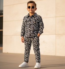 Corduroy Co-ord set for boys- Fendi Black cc12