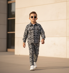 Corduroy Co-ord set for boys- Fendi Black cc12