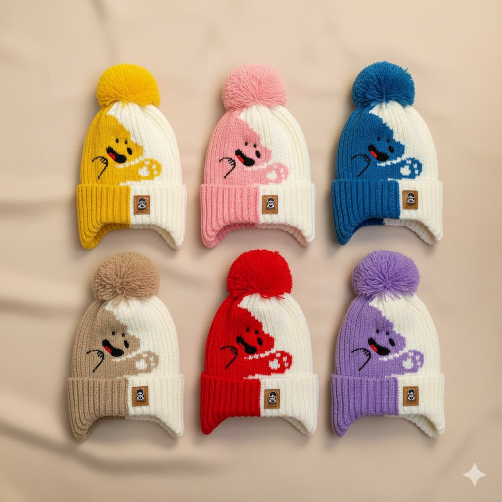 Twin Warm Woolen kids Cap / Ear Protection 2-10y - Bc118