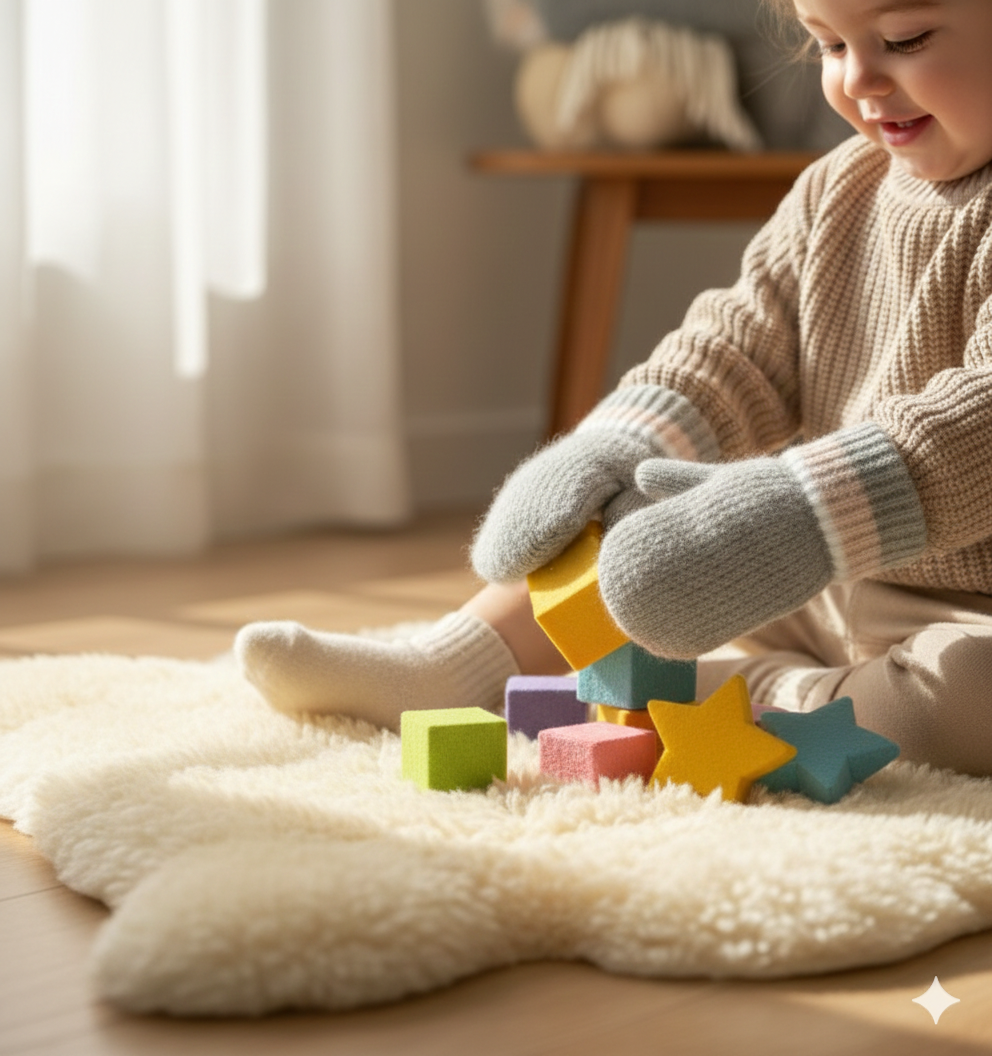 Kids Warm Woolen Premium Knitted Mittens - SOLID 1-4 y