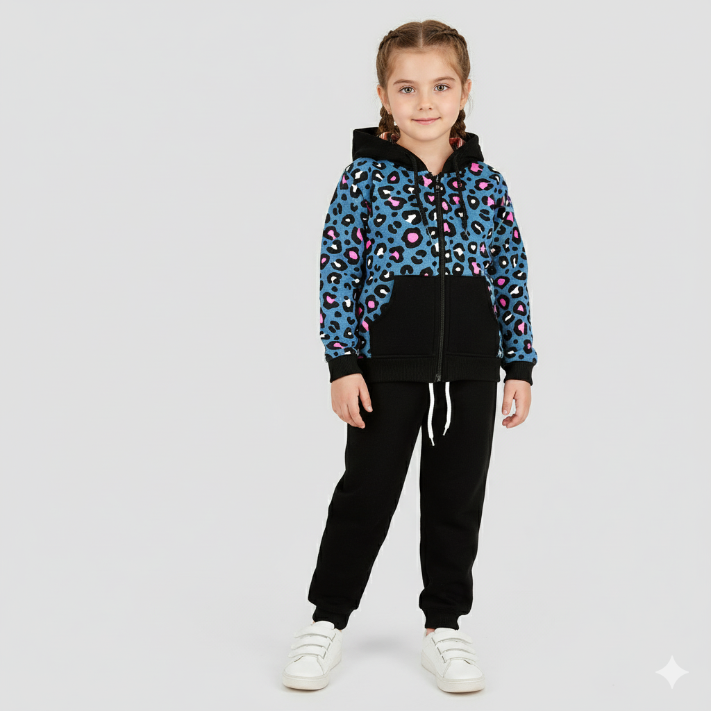 Zipper Cheetah Fleece Jogger Suits - Maa Sadqay
