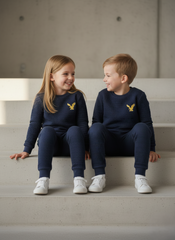 Premium Quilted Fleece Unisex Jogger Suit for Kids - Navy Blue