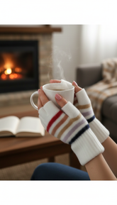 Ladies Premium Warm Fingerless Plush Gloves - Lining