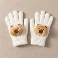 Kids Warm Woolen Premium Plush Gloves - 3d Teddy