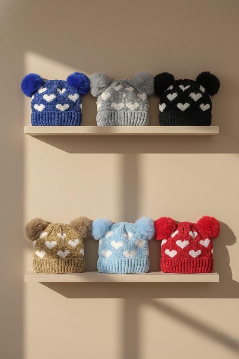 Baby Woolen Cap - 1-4 Y Hearts