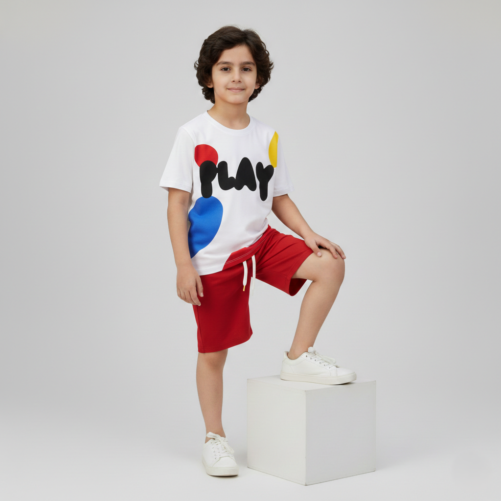 Unisex Kids Shirt & Short Set -SN017 - Maa Sadqay