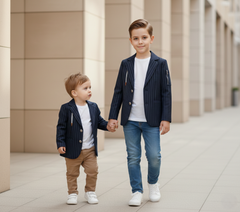 Navy Pinstripe Lightweight Kids/Boys Coat/blazer - Tropical - Maa Sadqay