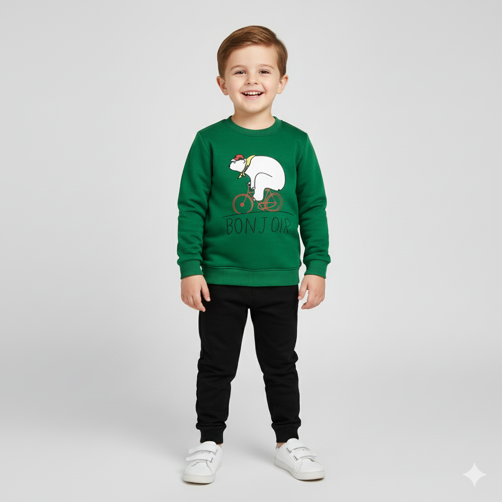 Cycling Bear Fleece Sweat Shirt - Maa Sadqay