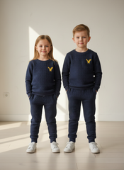 Premium Quilted Fleece Unisex Jogger Suit for Kids - Navy Blue