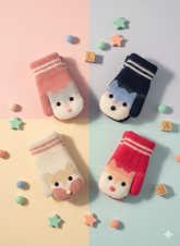 Kids Warm Woolen Premium Plush Mittens - KITTY 1-4 y