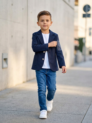 Navy Pinstripe Lightweight Kids/Boys Coat/blazer - Tropical - Maa Sadqay