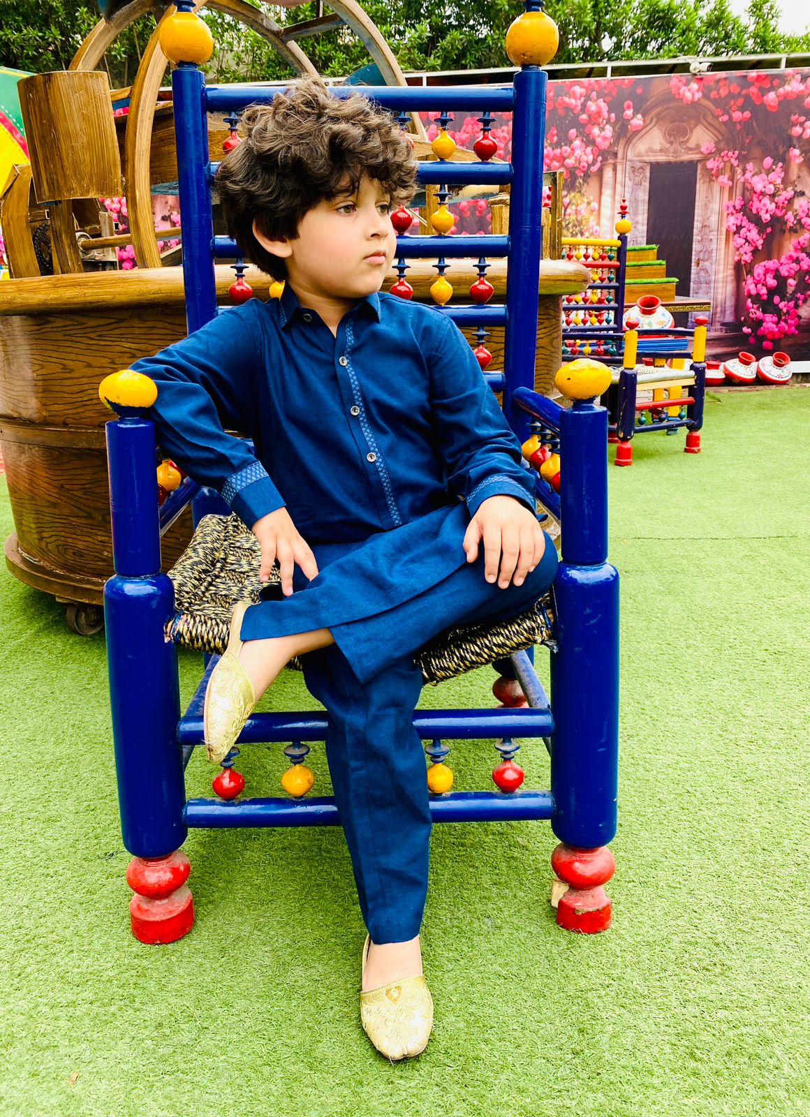 Classic Navy Kurta Trouser Set