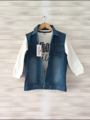 Sleeveless Denim Jacket - Light Blue