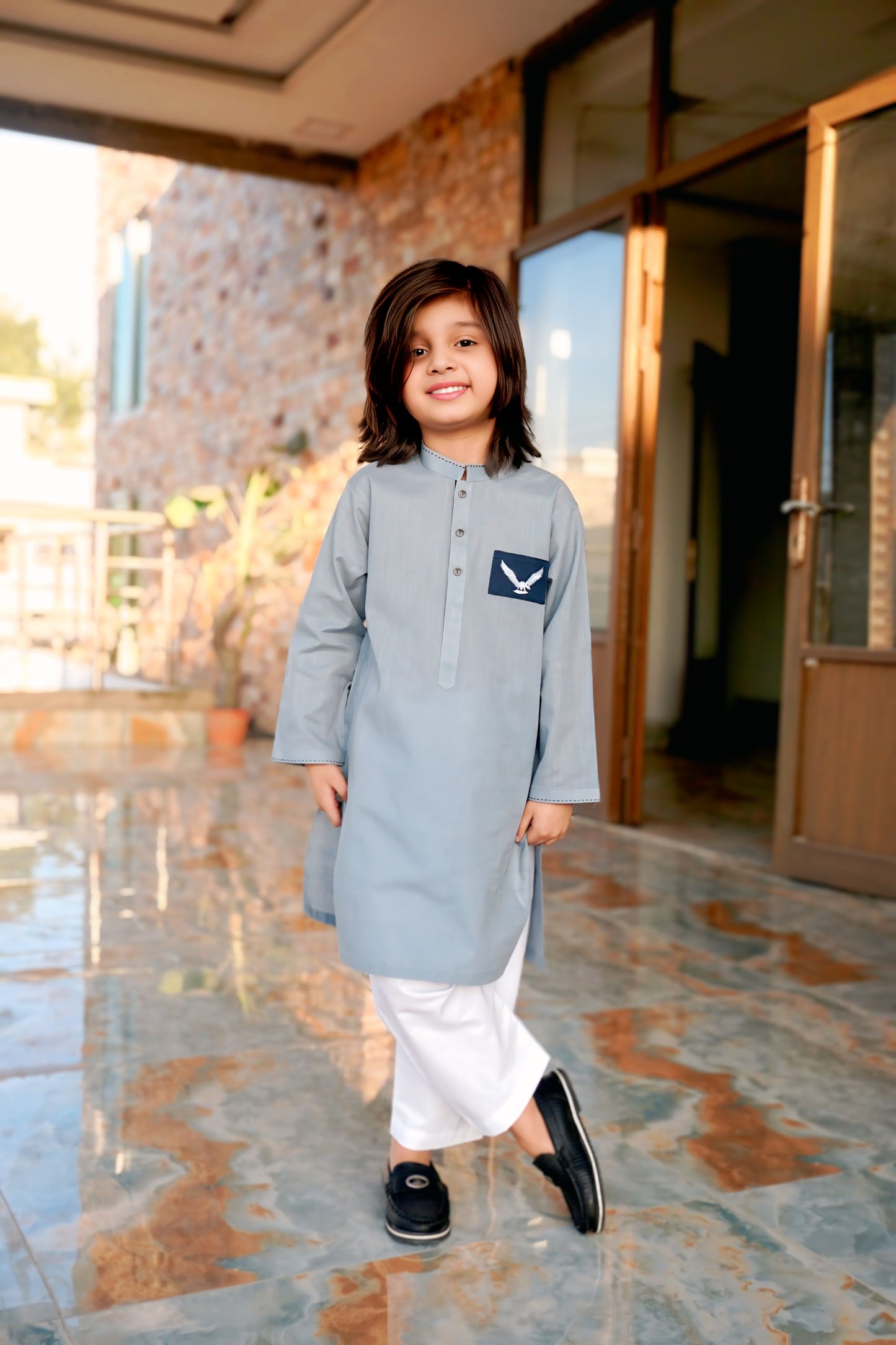 Eagle Patch Grey Boys Suit