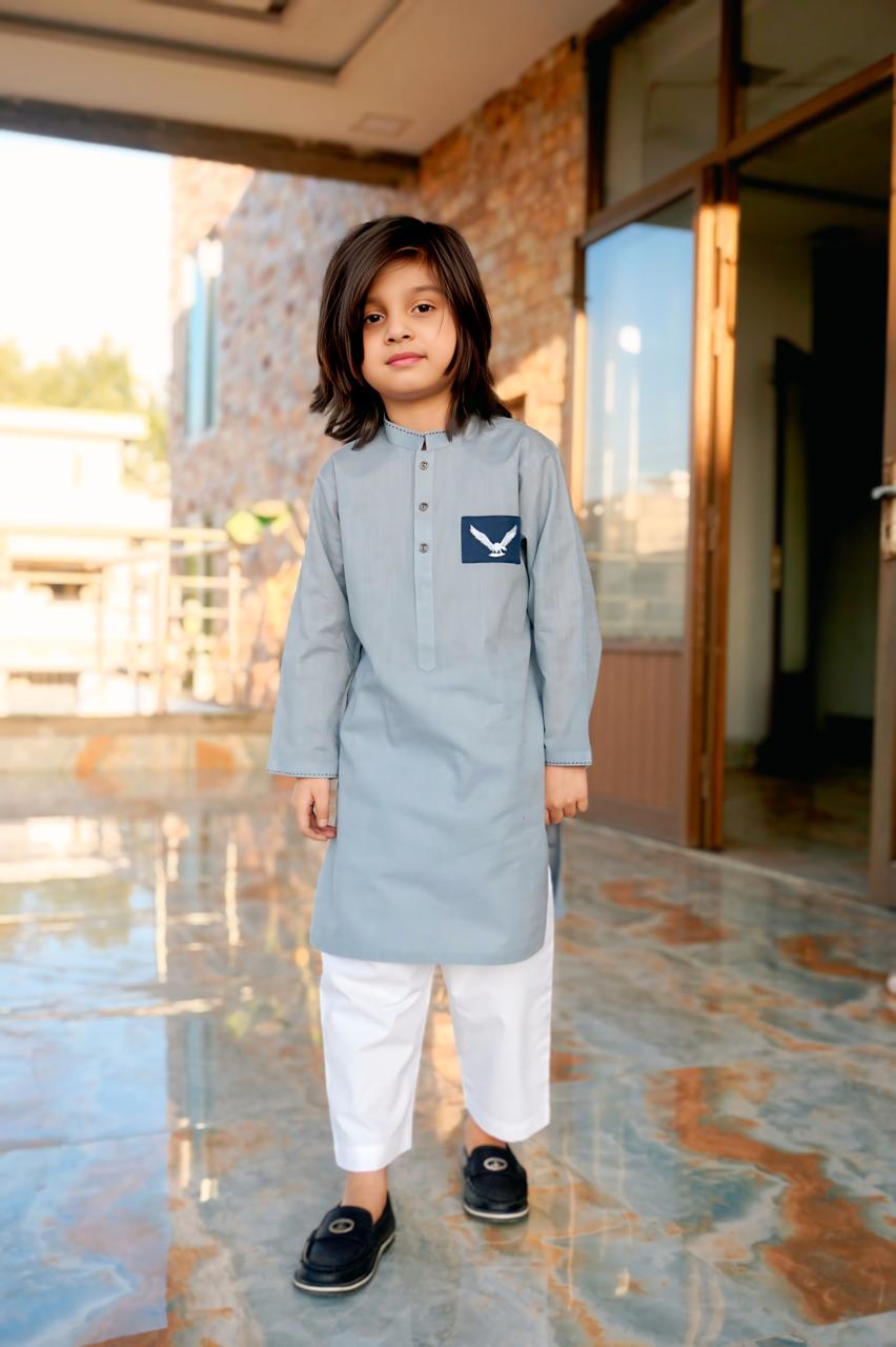 Eagle Patch Grey Boys Suit