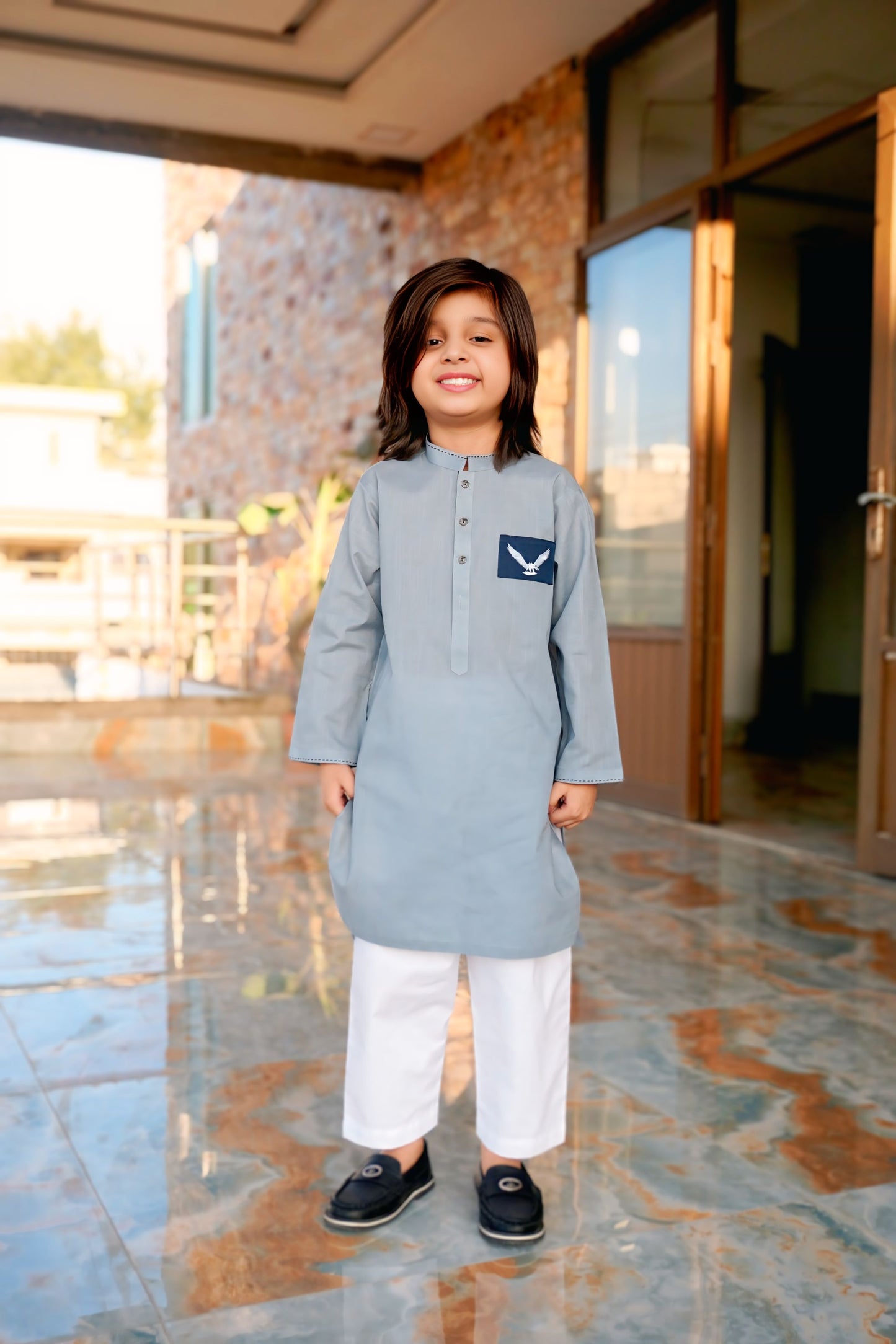 Eagle Patch Grey Boys Suit