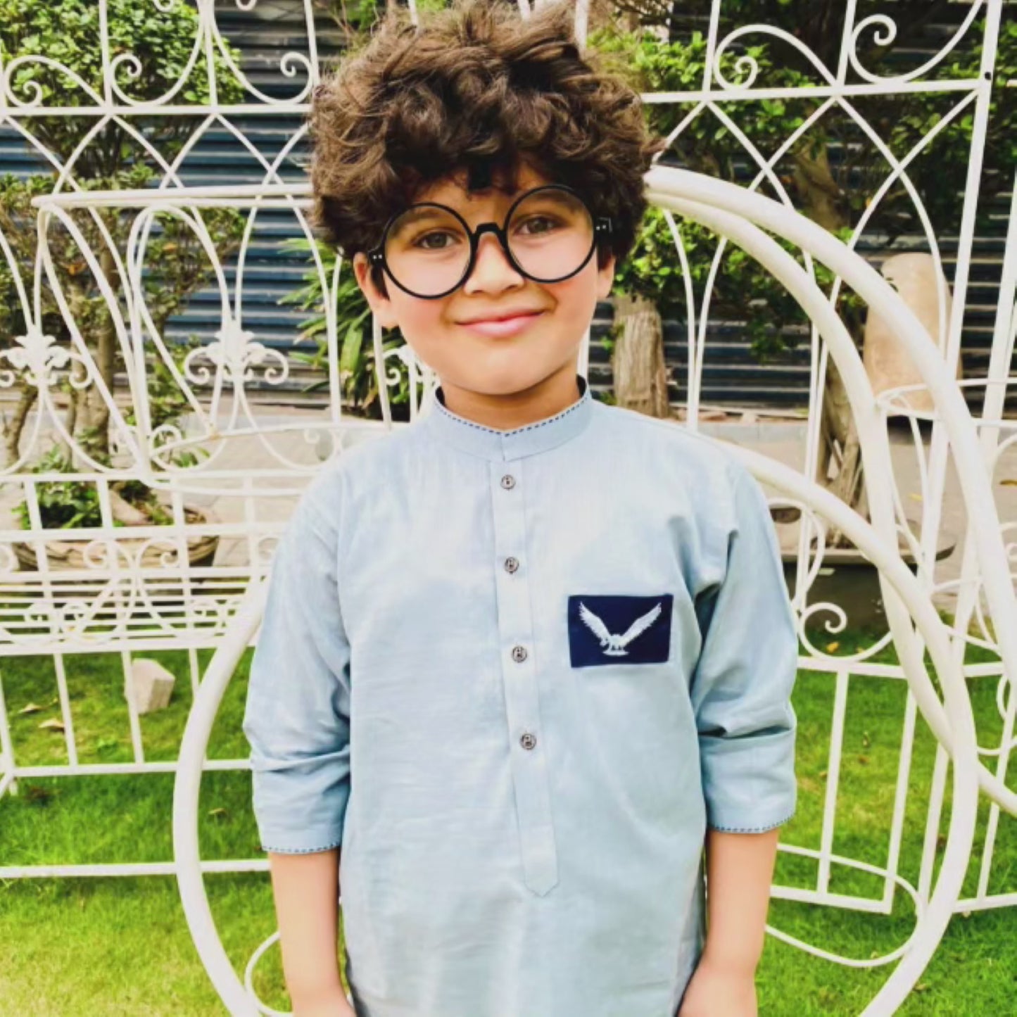 Eagle Patch Grey Boys Suit