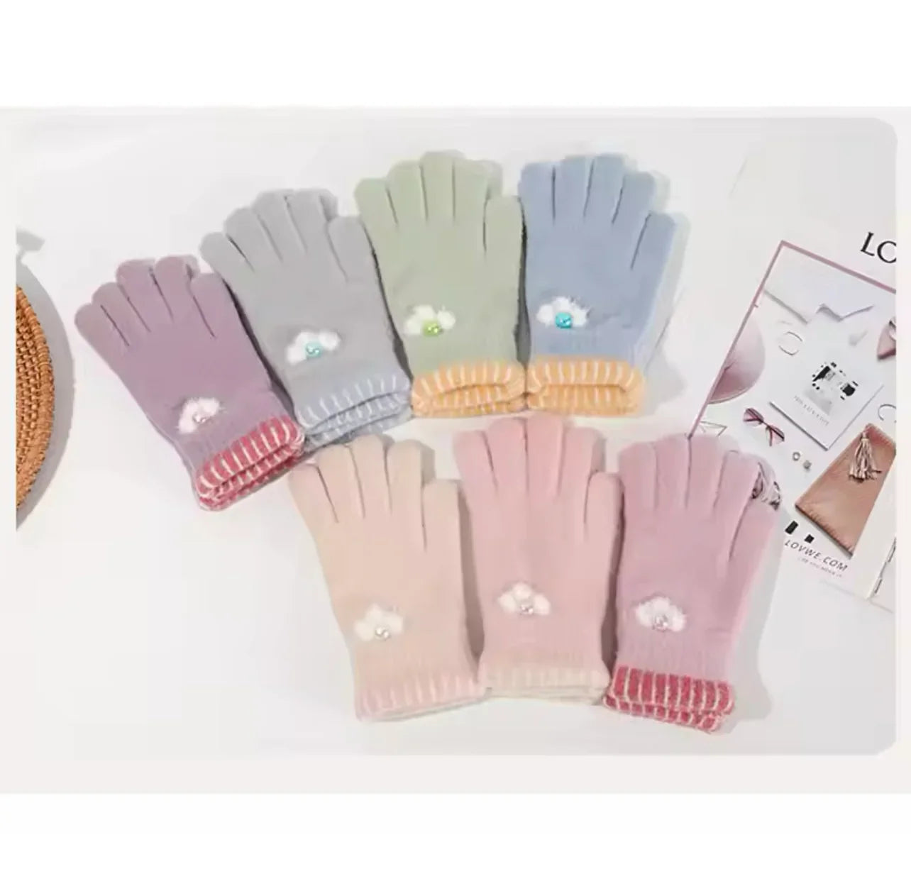 Key Crown Full Finger Gloves With Bead - Maa Sadqay