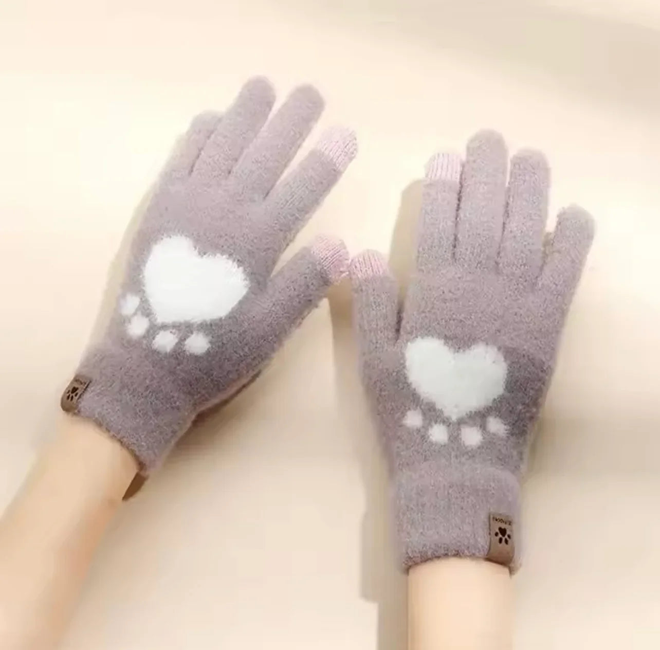 LADIES TOUCH SCREEN HEART PLUSH GLOVES - Maa Sadqay